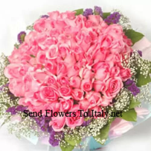Bunch Of 100 Pink Roses With Fillers