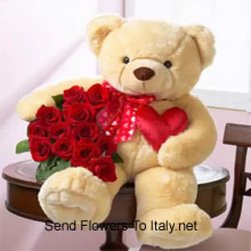 Bunch Of 11 Red Roses With A 24 Inches Tall Teddy Bear (Please Note That We Reserve The Right To Substitute The Teddy Bear With A Teddy Bear Of Equal Value And Size In Case Of Non-Availability Of The Same. Limited Stock. While Substituting The Product We Will Ensure That The Same Exclusivity Is Maintained)